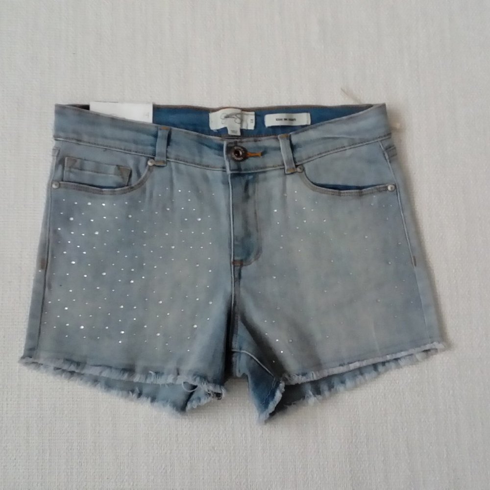 Jessica Simpson Kiss Me Rhinestone Studded Shorts - Picture 3 of 9